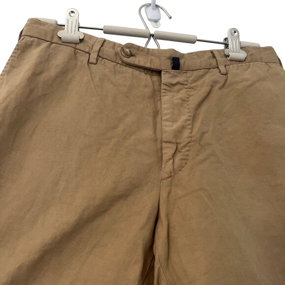 Incotex Mens Tan ChinoLino Linen Cotton Straight Leg Khaki Slacks Pants Size 30 - Picture 3 of 6